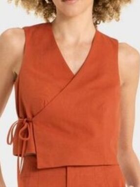 Future Collective Rust Wrap Crop Top Size M